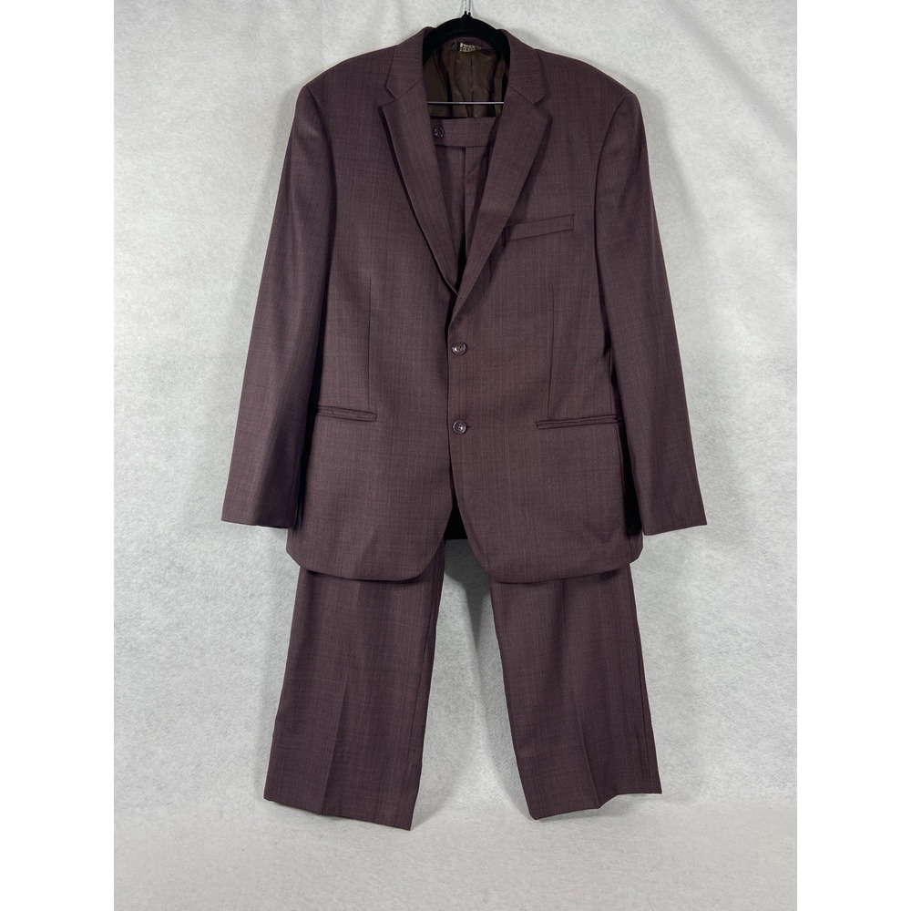 Caravelli 2PC Pant Suit Men's 42R Burgundy Pants 36W Polyester Superior 150'S